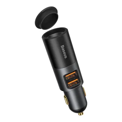 Avtopolnilec Baseus Share Together Fast Charge z razširitvenimi vrati za vžigalnik, 2x USB, 120 W (siv)