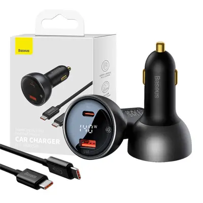 Avtopolnilec Baseus Superme, USB, USB-C, 140W (črn)
