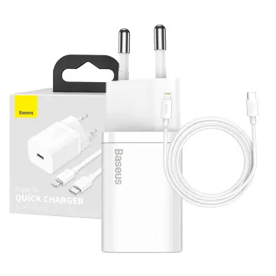 Baseus Super Si Quick Charger 1C 20W z USB-C kablom za Lightning 1m (bel)
