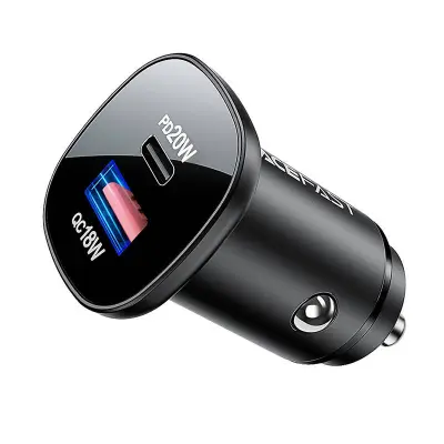 Avtopolnilec Acefast B1 mini 38W, USB + USB-C (črn)