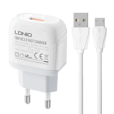 Stenski polnilec LDNIO A1307Q 18W + MicroUSB kabel