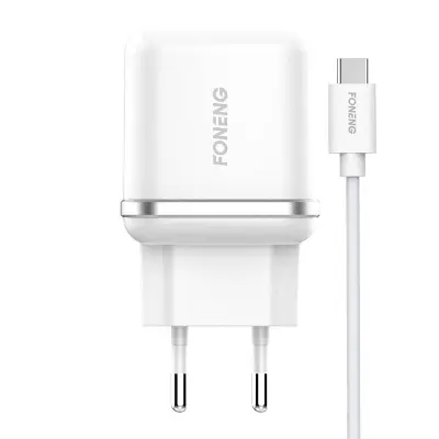 Stenski polnilec Foneng EU20 2.4A + USB v USB-C kabel