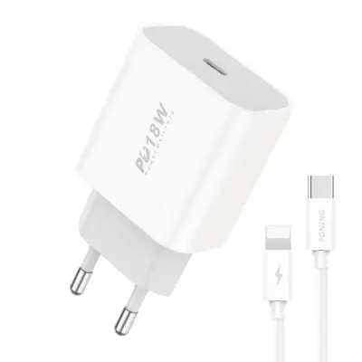 Stenski polnilec Foneng EU23 18W + USB-C na Lightning kabel