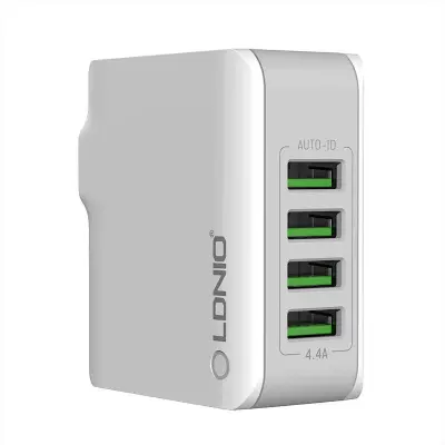 Stenski polnilec LDNIO 4403, 4x USB, 22W (bel)