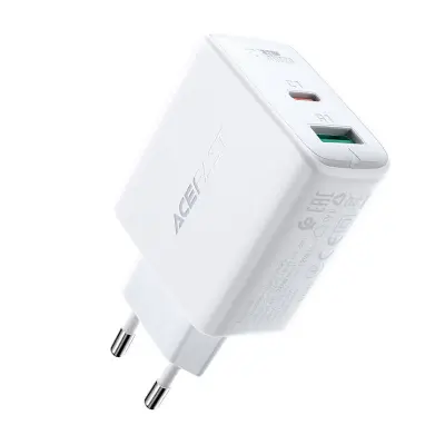 Stenski polnilec Acefast A5 PD32W, USB + USB-C (bel)