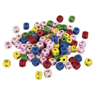 Lesene kocke črke, mešane, 10x10 mm, 50g