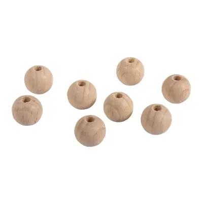 Lesene kroglice, naravne, 12 mm o, luknja 3 mm, 25 kom.