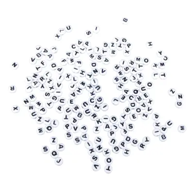 Perle črke, plastične, 6mm, bele, 40g
