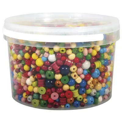 Lesene perle, različne barve, 4-16 mm o, posoda 1200 g
