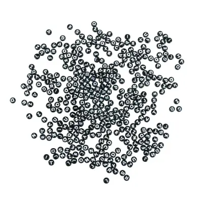 Perle črke, plastične, 6mm, črne, 40g