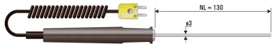 Vbodno tipalo B+B Thermo-Technik EHF 1xK NL 130 -50 do +400 °C K