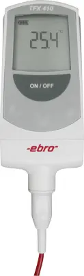 ebro TFX 410 vbodni termometer (HACCP)  Merilno območje temperature -50 do +300 °C Vrsta senzorja Pt1000 v skladu z zahtevami haccp