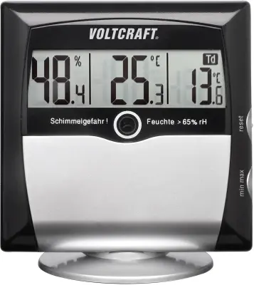 Merilnik vlažnosti zraka (higrometer) VOLTCRAFT MS-10 1 % rF 99 % rF Taupunkt-z opozorilnikom pred plesnijo kalibracija narejena po: delovnih standard