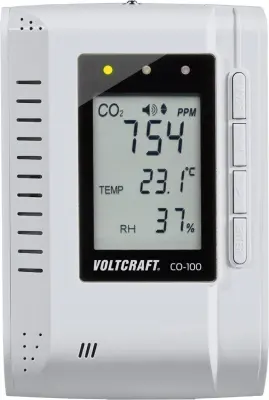 Merilnik ogljikovega dioksida VOLTCRAFT CO-100 0 - 3000 ppm z zapisovalnikom podatkov\, stenska montaža