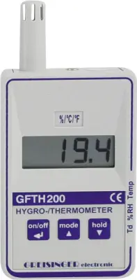 Merilnik vlažnosti zraka (higrometer) Greisinger GFTH 200 0 % rF 100 % rF kalibracija narejena po: delovnih standardih