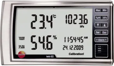 Merilnik vlažnosti zraka (higrometer) testo 622 0 % rF 100 % rF kalibracija narejena po: delovnih standardih
