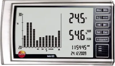 Merilnik vlažnosti zraka (higrometer) testo 623 0 % rF 100 % rF kalibracija narejena po: delovnih standardih