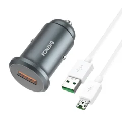 Avtopolnilec Foneng C15, USB, 4A + kabel USB na Micro USB (siv)