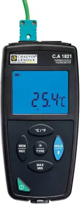 Chauvin Arnoux C.A 1821 naprava za merjenje temperature  -200 - 1372 °C Vrsta senzorja J\, K\, T\, N\, E\, R\, S funkcija zapISOvanja podatkov