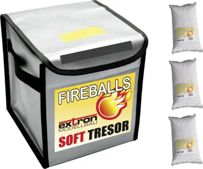 LiPo-Safety-Bag Soft Safe\, vključno s 3-litrskimi gasilnimi zrnci EXTRON Modellbau LiPo-varnostna torba 1 komplet X3363