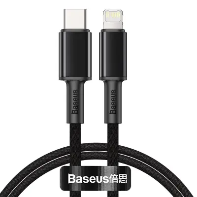 Pleteni kabel visoke gostote Baseus Type-C do Lightning, PD, 20 W, 2 m (črn)