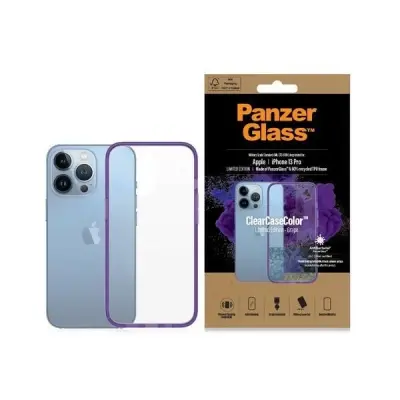 ETUI PANZERGLASS CLEARCASE ANTYBAKTERYJNE Z CERTYFIKATEM MILITARY GRADE NA IPHONE 13 PRO - PRZEZROCZYSTO-FIOLETOWE