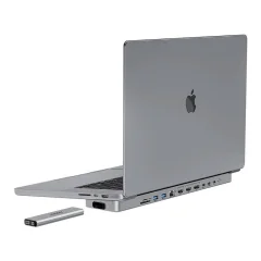 Priključna postaja USB-C / Hub za MacBook Pro 13&quot; / 14&quot; INVZI MagHub 12in2 s pladnjem SSD (siva)