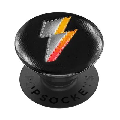 PopGrip Lightning Design Leather Effect PopSockets, držalo in držalo za video za pametni telefon - crna