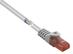 Renkforce RF-5047426 RJ45 omrežni kabel\, Patch kabel CAT 6 U/UTP 0.15 m siva z zaščitnim zapornim zatičem\, brez halogena 1 kos