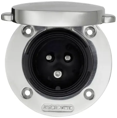 Shore priključna vtičnica Victron nerjaveče jeklo s pokrovom 16A / 250Vac (2p / 3w) Victron Energy Power Inlet SHP301602000 polnilni adapter
