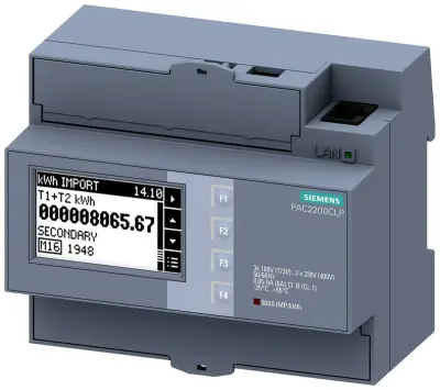 SENTRON meas.device 7KM PAC2200 CLP, L-L:400V, L-N:230V,x/1A & x/5A, DIN rail... Siemens 7KM2200-2EA00-1JB1 naprava za merjenje stroškov energijske po