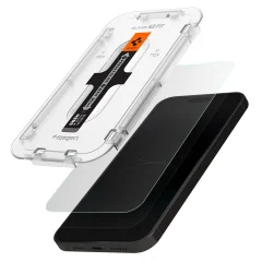 Spigen iPhone 14 Pro Max kaljeno steklo 2-paket z montažnim okvirjem, trdota 9H 2,5D poševni robovi, Ez Fit - prozoren