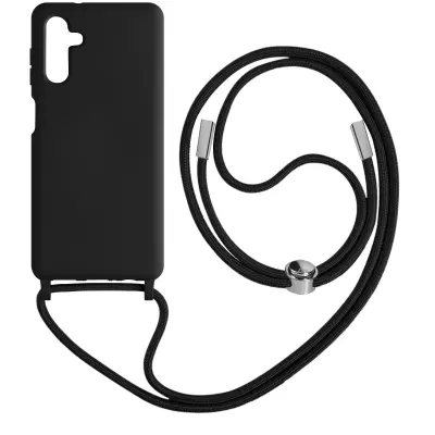 Poltoga etui na vrvico za Samsung Galaxy A04s in A13 5G z mehko notranjostjo, ovratnikom - crna
