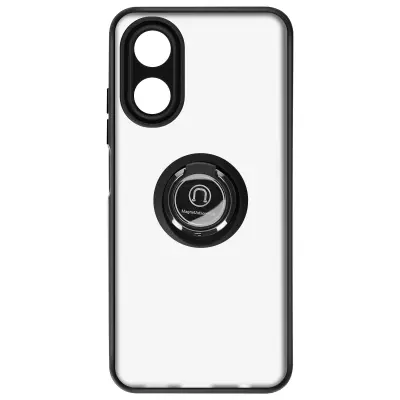 Ovitek Oppo A17 z držalom za prstan, hrbtna stran z zašcito proti prstnim odtisom, združljivo z magnetnim stojalom - crna