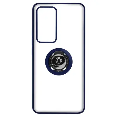 Ovitek za Xiaomi 12T in 12T Pro z držalom za prstan, hrbtna stran z zamrznjeno zašcito proti prstnim odtisom, združljivo z magnetnim stojalom - modra