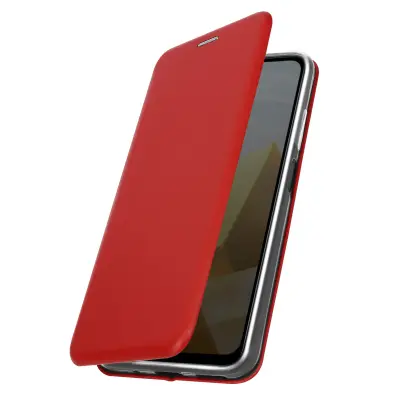 Ovitek z mat efektom Xiaomi Poco M5 iz umetnega usnja, držalo za kartico in videoposnetek - rdec