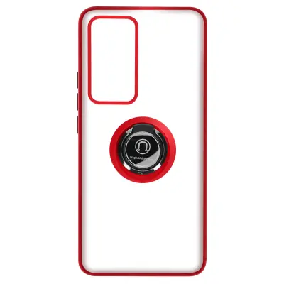 Ovitek za Xiaomi 12T in 12T Pro z držalom za prstan, hrbtna stran z zamrznjeno zašcito proti prstnim odtisom, združljivo z magnetnim stojalom - rdeca