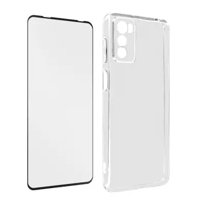 Motorola Moto G42 360° Protection Pack: tanko crno ohišje iz mehkega kaljenega stekla