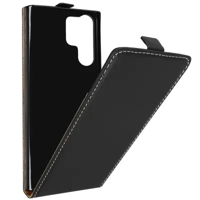 Ultra navpicna preklopna torbica za kartice z dvojnim magnetnim jezickom za Samsung Galaxy S23, crna