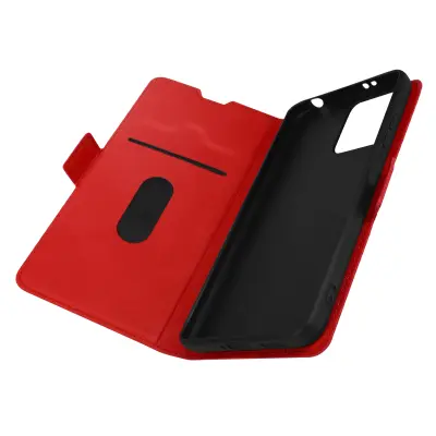 Ovitek Folio za Xiaomi Redmi Note 12 5G in 4G, izjemno tanka zašcita z dvojnim magnetnim zavihkom - rdec