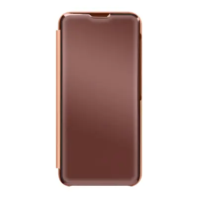 Ovitek Clear View za Samsung Galaxy S23 z ultratankim preklopom z ogledalom, funkcijo stojala za video - roza zlato