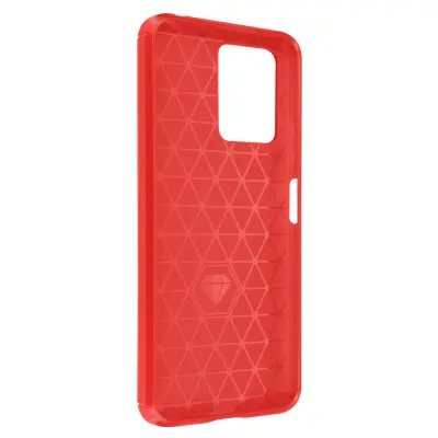 Silikonski ovitek Xiaomi Redmi Note 12 5G in 4G, dizajn brušene kovine z ucinkom ogljika - rdec