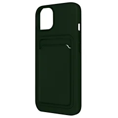 Ovitek za iPhone 12 in 12 Pro z držalom za kartico, mehak silikon, Forcell - zelen