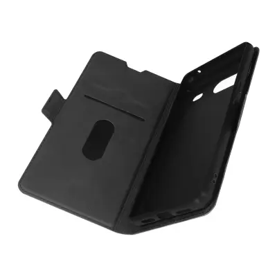 Ovitek za Google Pixel 7 z ucinkom usnja z denarnico in držalom za video - crn