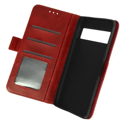 Google Pixel 7 Pro Flip Wallet in torbica za stojalo za video, dvojni magnetni jezicek - rdeca