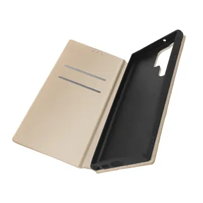 Ultra ovitek za Samsung Galaxy S23 z magnetnim preklopom, držalom za kartico in video držalom - zlata