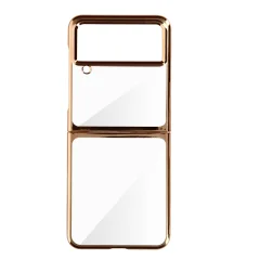 Togi ovitek Forcell za Samsung Galaxy Z Flip 4 s prozorno hrbtno stranjo in roza zlatim obrisom