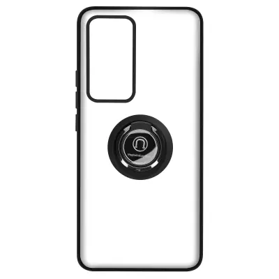 Ovitek za Xiaomi 12T in 12T Pro z držalom za prstan, zmrznjeno hrbtno stran proti prstnim odtisom, združljivo z magnetnim stojalom - crna