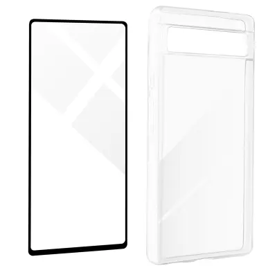 Google Pixel 6a 360° Protection Pack: tanko crno ohišje iz mehkega kaljenega stekla