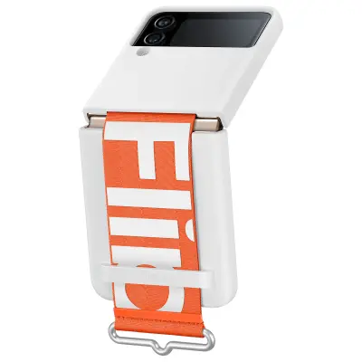Originalni mat silikonski ovitek z vrvico za Samsung Galaxy Z Flip 4 - bel